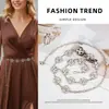 Cadena de Cintura de Cuatro Hojas Redonda de Pedrería a la Moda para Mujer, Cadena Versátil para Vestido, Cadena para Jeans, Cinturón de Metal para Mujer