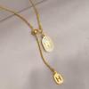 Collar de acero de titanio en tono dorado para mujer, no se decolora, lujo ligero, nicho, joyería de cadena para la clavícula, de alta gama, versátil, a la moda y para el temperamento