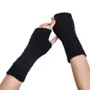 Luvas de Tricô Curtas Torcidas Novas para Outono e Inverno, Transfronteiriças, para Homens e Mulheres, Mangas de Punho Quentes e à Prova de Frio de Lã, Meio Dedo