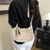 Yuezi 2026 Moda de Verano Bolso Cubo Tejido Bolso de Hombro Calado Bolso Casual para el Trabajo Tendencia Bolso para Vacaciones en la Playa