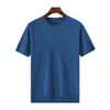 Estilo Novo Primavera e Verão Manga Curta Masculina Malha Fina de Seda Caxemira Fio Fino Gola Redonda Seda Gelada Versátil Cor Sólida Camiseta de Meia Manga