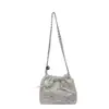 Bolsa Moda Feminina Estilo Coreano com Laço em PU Cor Sólida Corrente Bolsa de Ombro de Alta Qualidade Nicho Couro Macio Plissada Bolsa de Ombro