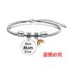Pulseira Europeia e Americana Transfronteiriça Pulseira de Osso de Cobra de Aço Inoxidável Etiqueta de Dia das Mães Pulseira de Aço Titânio com Letras Presente de Feriado Arco-Íris