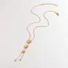 Dongguan Acero de Titanio Joyería Cadena de Suéter Transfronterizo Corazón Escarchado Borla Collar Oro 18K Moda de Gama Alta Versátil Mujer
