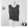 Colete Feminino Outerwear Estilo Coreano Bloco de Cores Listrado Franja de Borla Top Tricot Verão Tendência Juvenil Top