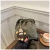 Bolsa Transversal Pequena Casual Estilo Japonês, Simples e Versátil, Leve e Durável, Bolsa de Tecido com Cordão para o Verão para Estudantes