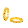 Anillo Ruyi de Corte Dorado Arena Mismo Estilo de la Joyería Puzuo Oro con Filigrana Roja y Azul Nuevo Anillo Índice Chinoiserie Retro para Mujer