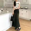 Falda Vaquera Vintage para Mujer Primavera y Otoño 2024 Nueva Tendencia Cintura Alta Adelgazante Falda de Cola de Pez Falda de Longitud Media