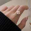 Anillo de Flor de Diamantes y Perla Sintética de Plata Esterlina S925 Nalan Elegante Estilo Ins Lujo Ligero Joyería de Mano R01426