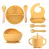 Baberos de Silicona, Baberos para Alimentar Bebés, Baberos Impermeables de Grado Alimenticio para Comer, Baberos Finos para Saliva, Juego de Vajilla Infantil Anti-Suciedad
