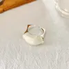 Anillo Curvo Asimétrico con Goteo de Aceite Otoño e Invierno para Mujer, Diseño Sencillo Ins de Nicho, Anillo Abierto Retro para Dedo Índice