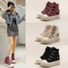 Tênis de Plataforma para Mulheres Baixas, Novidade Verão 2026, Cano Alto com Solado Grosso, Sapatos Casuais Versáteis para Mulheres