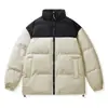 Nuevo abrigo de algodón de invierno con bloques de color transfronterizo, cuello alto, chaqueta de algodón cálida, abrigo de algodón de corte holgado para parejas, en stock y listo para enviar