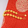 Pulseira Estilo Nacional Flor Rosa Dourado Areia Vietnamita para Mulheres, Cor Duradoura, Latão Imitação Pixiu, Joia Novo Estilo Chinês