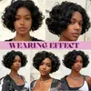 Pelucas Europeas y Americanas Transfronterizas para Mujer, Fibra Sintética Negra de Alta Temperatura, Frente de Encaje, Cabello Corto Rizado, Rizo Pequeño, Gorro