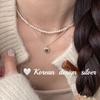 Corea del Sur Nuevo Diseño Nicho Combinación Cadena Clavícula Plata Esterlina S925 Marca Cuadrada Collar Ámbar Convexo de Alta Gama Combinable