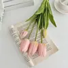 Bestseller Transfronterizo Pe Tacto Mano Tulipán Ramo Artificial Hogar Sala de Estar Mesa de Comedor Adornos de Flores Falsas Arreglos Florales Decorativos