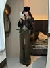Jeans Retro Gruesos Elásticos en Cuatro Direcciones de Invierno para Mujer Su Xinlan/YOUMO con Micro-Campana 72623-3 con Cinturón
