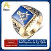 Moda europeia e americana anel maçônico religioso de aço titânio punk vintage masculino anel de aço inoxidável epóxi HZ055