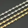 Pulseira Corrente Tennis Elo Cubano Patchwork Flor de Quatro Pétalas Totalmente Diamantada Personalidade Tendência Europeia e Americana Estilo Ins Pulseira de Luxo Leve
