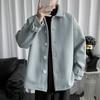 Jaqueta de Lã Estilo Hong Kong Outono e Inverno Masculina Solta Estilo Coreano Moda Casual Elegante para Casal Casaco de Lã Casaco