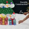 Árbol de Navidad de Hierro 2D con Cadena de Luces Paquete de Regalo Decoraciones Exteriores Patio Festivo Luces LED Arreglo Transfronterizo