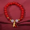 Pulseira Estilo Chinês Coisas Boas Acontecem Pulseira da Maré Nacional Ágata Vermelha Sintética Joias do Primeiro Ano Mercadorias de Barraca de Ponto Turístico