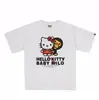 Camiseta de Manga Corta de Verano Hellokitty25 Estilo Nuevo Estampado de Letras Milo Corte Holgado para Hombres y Mujeres Parejas