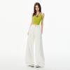 Roupa Feminina de Seda Laranja # Americano Retrô Cintura Alta Branco Solto Calças de Perna Larga Verão Versátil Caimento Jeans Comprimento Total
