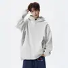 Sudadera con capucha de peso pesado, bloque de color americano, con botones, para hombre, marca nueva y moderna, diseño casual holgado, chaqueta de calle con capucha