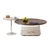 Juego de Mesa Redonda de Café Color Crema Francés Sala de Estar Hogar Mesa de Café Acrílica Minimalista Moderna Mesa de Café Pequeña para Apartamento Mesa Auxiliar