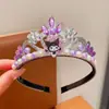 Diadema Corona para Niñas Frozen Elsa Diamante Azul Perla Diadema Primavera y Verano Vestido de Actuación Accesorios para Disparos