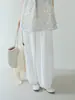 Pantalones de Linterna de Nueve Puntos con Diseño de Encaje Ou FanHem Verano Cintura Alta Adelgazantes Aire Pantalones de Pierna Ancha Mujer 11267