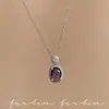 Collar con Colgante Morado Brillante Micro-Pavimentado Estilo Coreano Cadena para Clavícula Versátil de Alta Gama Romántico Suave de Acero de Titanio para Mujeres