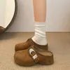 Zapatos de mujer estilo Birkenstock, fáciles de poner, colección otoño 2026, suela gruesa, que aumentan la altura, versátiles, casuales, puntera cerrada, estilo media pantufla, para usar al aire libre