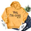 Amazon sí tengo frío yo Letras Casual Dama Nuevo Holgado Sudadera con Capucha Camisa de Manga Larga