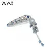 Elegante Nuevo Pasador de Pelo con Borla de Cristal Azul Estilo Chino para Mujer, Nuevo Estilo Nacional Exquisito Pasador Lateral para Qipao y Hanfu