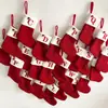 Port Love Meia de Natal Clássica com Letra Vermelha Meia de Natal Tricotada em Lã Decoração de Pingente Festivo de Natal
