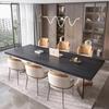 Mesa de Jantar Rock Board Casa Moderna Simples Mesa de Jantar de Luxo Retangular Estilo Italiano Minimalista Mesa de Jantar e Cadeira Combinação