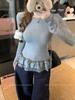 Camiseta de encaje estilo ballet lijado 2024 invierno nueva ajustada adelgazante con forro polar interior engrosado para mujer