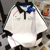 Camiseta Polo de Manga Corta 100% Algodón Puro para Hombre y Mujer, Estilo High Street para Viajes, Verano Holgada Moderna Adelgazante, Tops de Pareja Ins