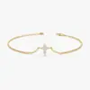 Pulseira Ajustável de Aço Inoxidável com Cruz Inlaid de Zircônia Cúbica Popular Europeia e Americana Nova Joia Presente de Feriado para Mulheres