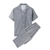 Conjunto de Pijama de Pareja de Algodón 100% Doble Capa de Gasa Estilo Japonés Muji Nishikawa de Manga Corta y Pantalón Largo Ropa de Casa Simple de Alta Calidad a Cuadros