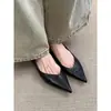 Versão em Pele de Ovelha de Calçados Simples de Estilo Retrô para o Dia a Dia de Mulheres, Sapatos Profissionais Slip-On de Couro Genuíno Bico Fino Baixo