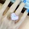 Anel de Diamante Popular Amor Transfronteiriço Estilo Nicho Tridimensional Coração Brilhante Transparente Estilo Ins Anel Atacado