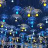 Lâmpada de Medusa de Fibra Óptica LED Elfo Lâmpada Decorativa Colorida de Paraquedas para Exterior Casamento Teto Pendurado Árvore Lâmpada de Paisagem