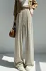 Pantalones de pierna ancha a rayas estilo perezoso seleccionados cuidadosamente para mujer, nuevo de otoño, cintura alta, caída, adelgazantes, pierna recta Yafei