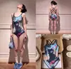 Traje de baño acolchado de doble capa para mujer, nuevo diseño de una pieza conservador con caricaturas, que oculta el abdomen, sin espalda, escote bajo, que cubre la cadera, traje de baño para entrenamiento