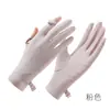 Luvas de Proteção Solar de Verão Femininas Secagem Rápida Leves Respiráveis Dedos Livres Proteção UV Luvas de Dirigir Luvas de Seda de Gelo