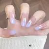 10 Peças de Unhas Vestíveis Codificadas Ins Elegante Glitter Gradiente Olho de Gato Fototerapia Manicure Feita à Mão Adesivos de Unha Removíveis